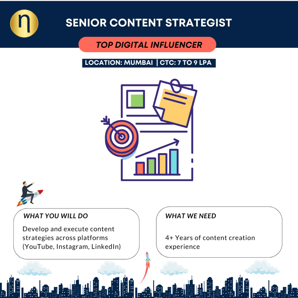 We are seeking a Senior Content Strategist for a top social media influencer with 4+ Years of content creation experience.