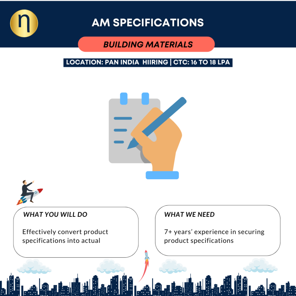 Seeking an AM Specifications with 7+ years in securing product specifications, ideally working with architects, designers, or engineers.