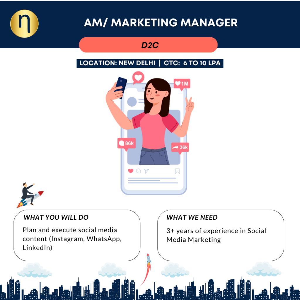 Vacancy for a Marketing Executive for a D2C Wellness Brand. Looking for smart candidates comfortable shooting and appearing in videos.