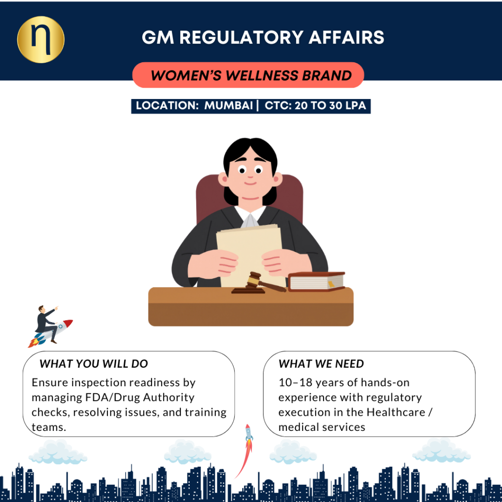 We are seeking a GM Regulatory Affairs with 10–18 years of hands-on experience with regulatory execution in the Healthcare / medical services