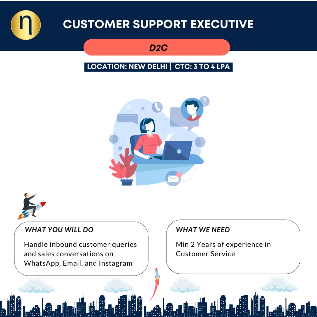 Day shift Customer Support Executive opportunity with a D2C Wellness Brand. Need min 2 years of experience in Customer Service. 