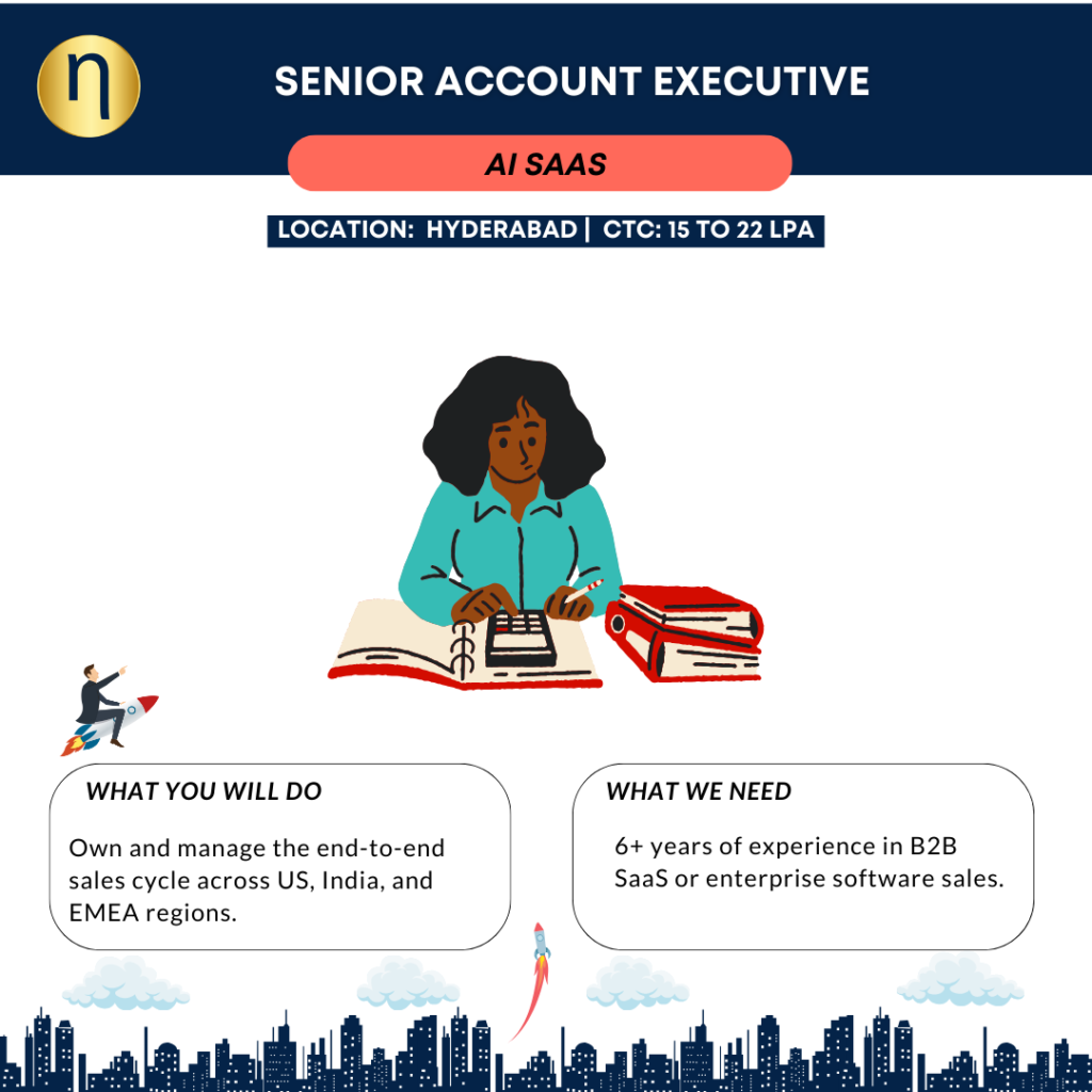 We are seeking a Senior Account Executive for an AI Enabled Enterprise Solutions Platform with 6+ years of experience.