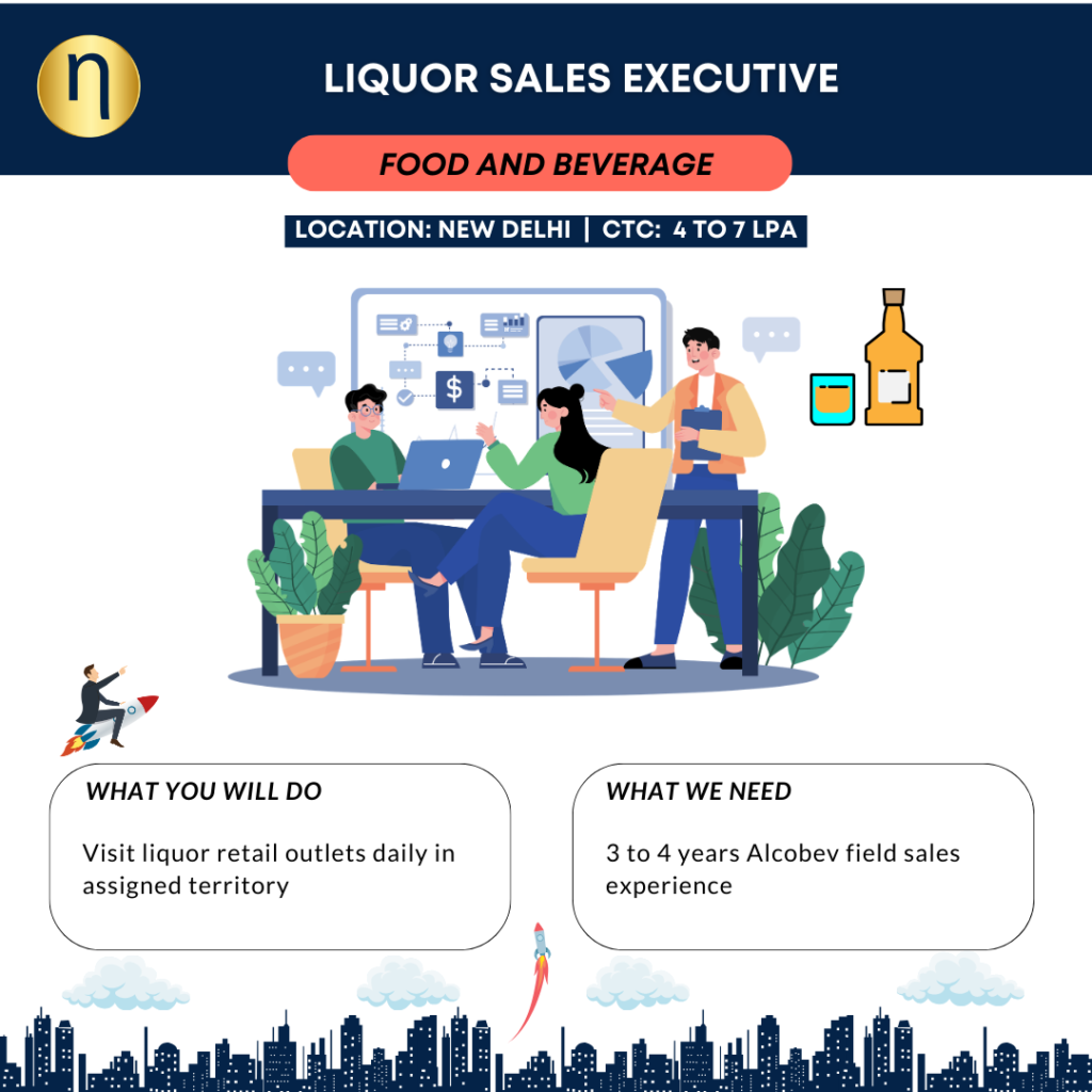 We are seeking a Liquor Sales Executive with 3 to 4 years Alcobev field sales experience for a premier food and beverage company