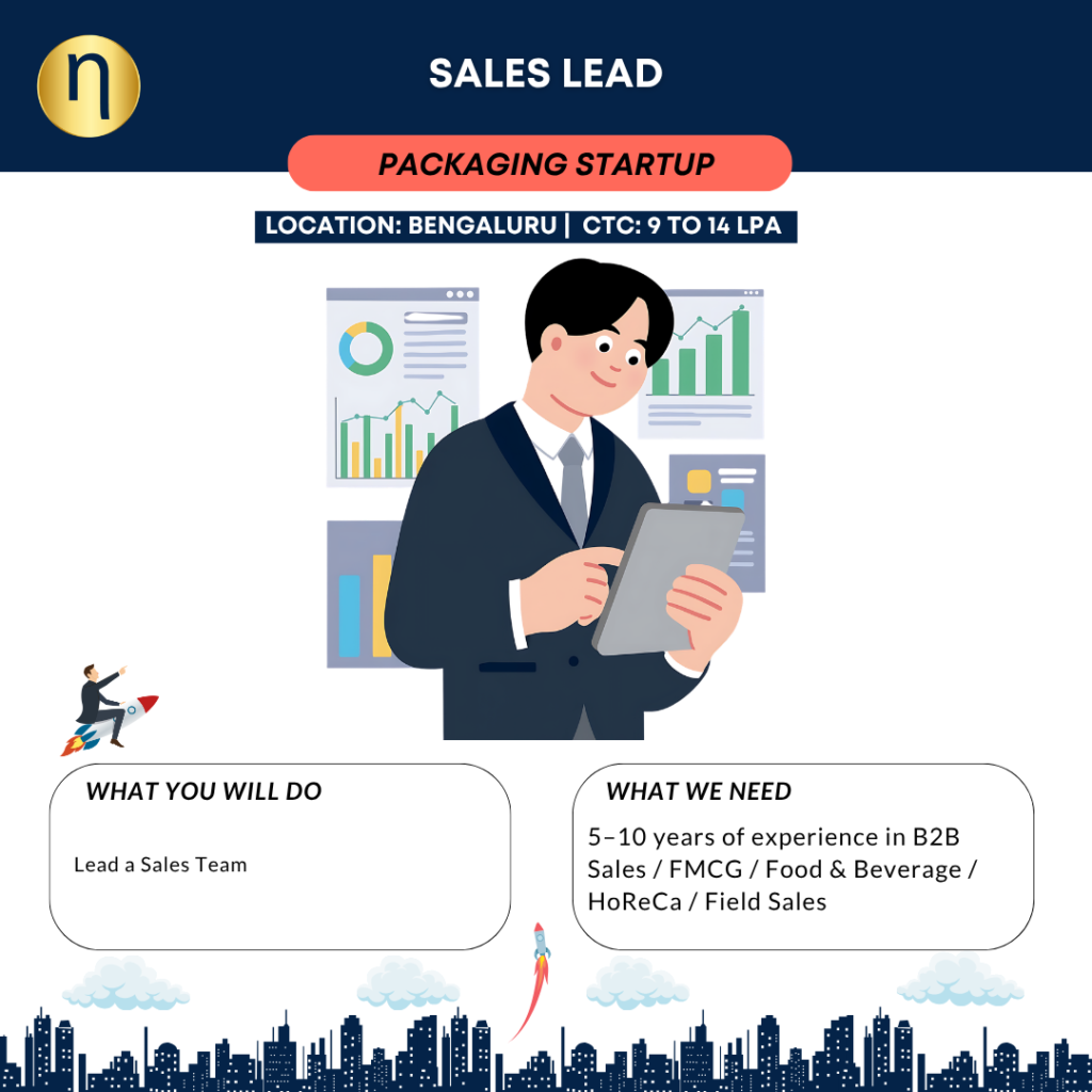 We are seeking a Sales Lead for HORECA Sales with 5–10 years of experience for a funded Sustainable Packaging Startup.