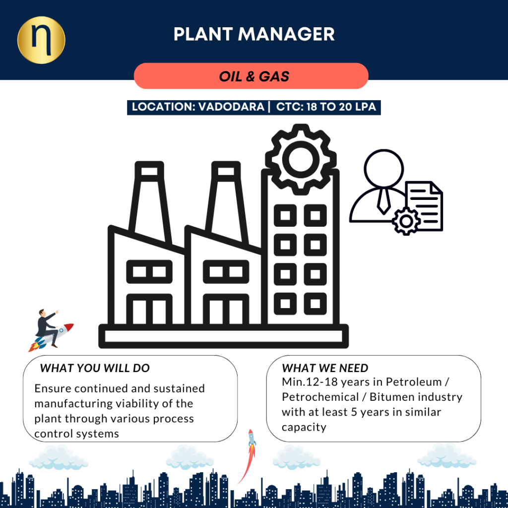 We are seeking a Plant Manager for a Global Bitumen Manufacturer with Min.12-18 years in Petroleum / Petrochemical / Bitumen industry.