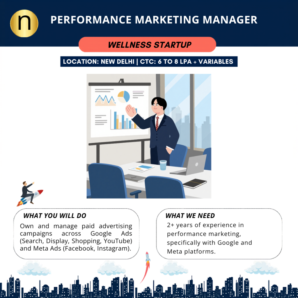 We are seeking a Performance Marketing Manager with 2+ years of experience in performance marketing for a D2C Wellness Startup.