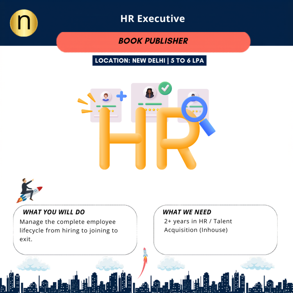Hiring HR Executive at New Delhi. CTC upto 50000 pm. Open to candidates with inhouse NOn IT TA experience. 