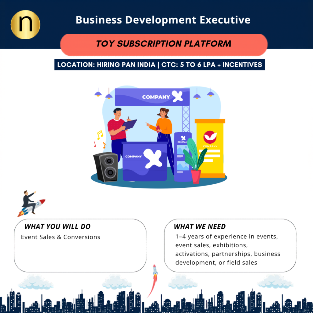 Business Development Executive remote job. Hiring across India. CTC 5 to 6 LPA + Incentives. Need event sales experience.